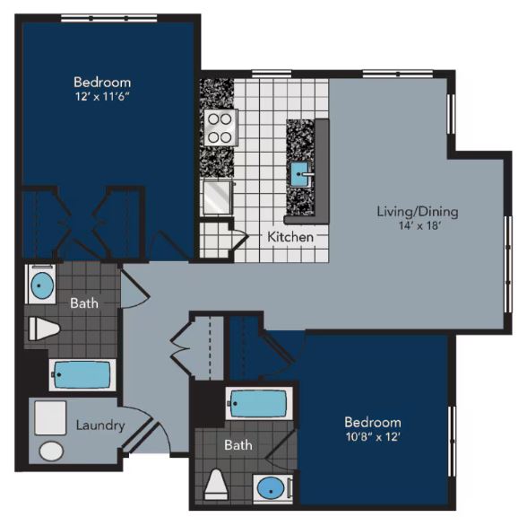 A floor plan of a home with a living/dining area